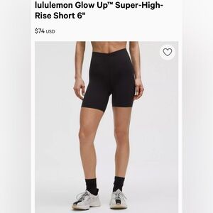 Lululemon high rise glow up shorts